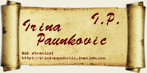 Irina Paunković vizit kartica